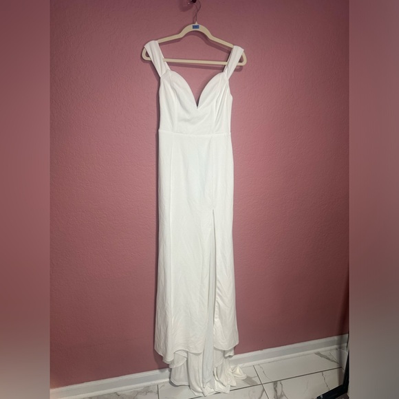 Lulus-Idyllic Perfection White Plunge Sleeveless Mermaid Maxi Dress (Small) - Picture 5 of 5